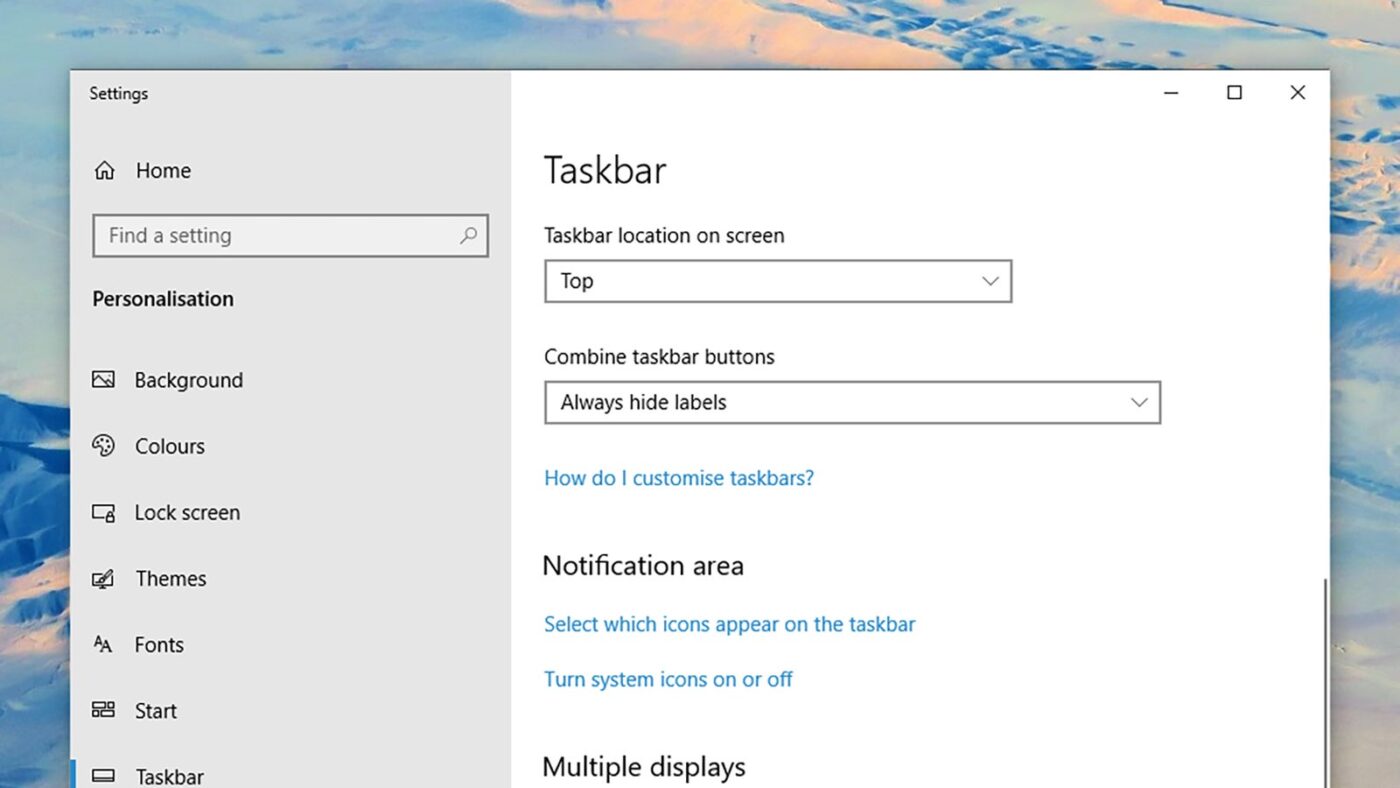 Taskbar Location یا جایگاه نواروظیفه