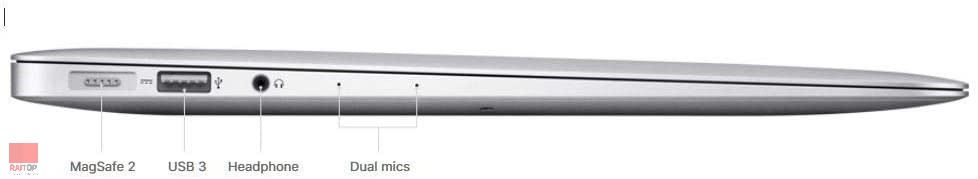 لپ تاپ استوک 13 اینچی Apple مدل MacBook Air 2017 پورت های چپ