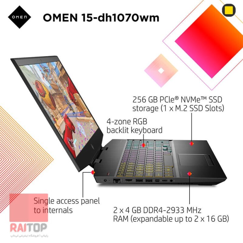 لپ تاپ اپن باکس 15.6 اینچی HP مدل Omen 15 - DH1070wm مشخصات