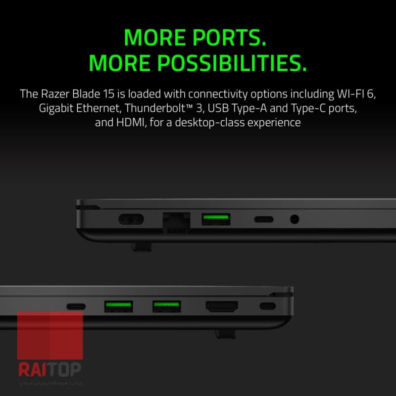 لپ تاپ گیمینگ Razer مدل Blade 15 Base Gaming 2020 2060 پورت ها و اتصالات