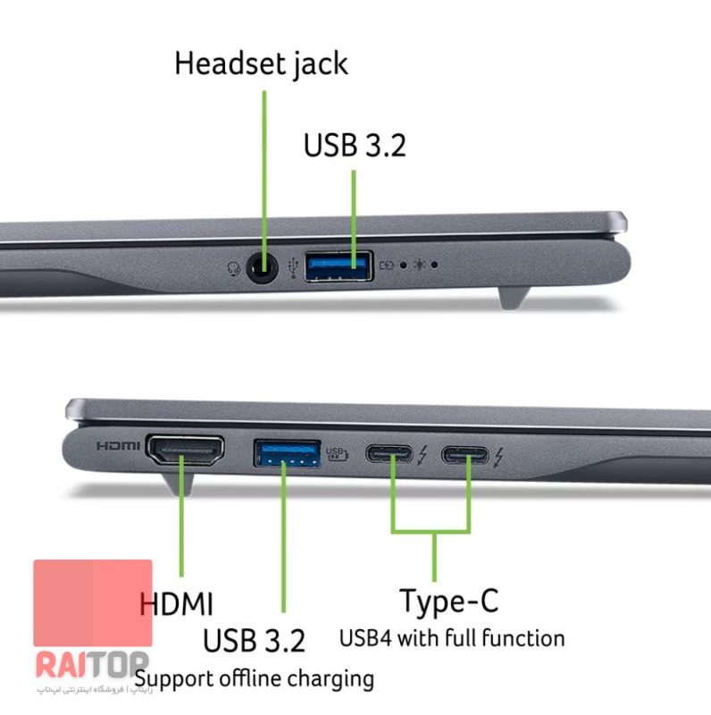 لپ تاپ 14 اینچی Acer مدل Swift 14 AI SF14-51 پورت ها