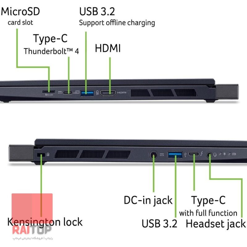 لپ تاپ گیمینگ 14 اینچی Acer مدل Predator Helios Neo 14 (PHN14-51) پورت ها